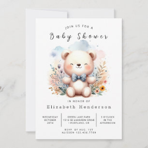 Enchanted Digital Bear Baby Shower Invitation