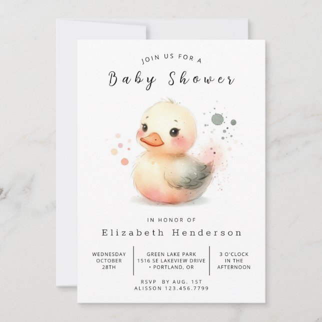 Enchanted Digital Duck Baby Shower Invitation (Front)