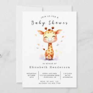 Enchanted Digital Giraffe Baby Shower Invitation
