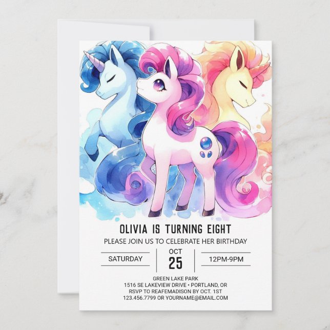 Enchanted Digital Horse Birthday Invitation (Front)