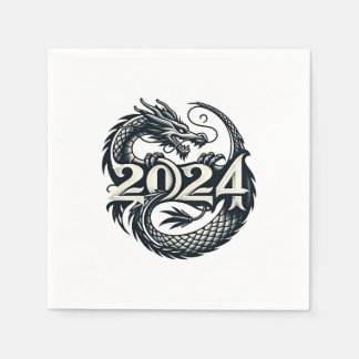 Enchanted dragon embracing 2024 napkin