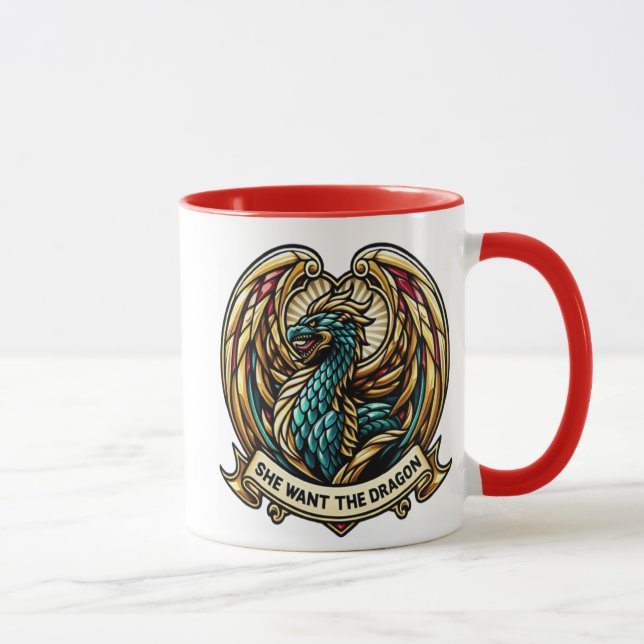 Enchanted Dragon Stain Glass Design Mug (Right)