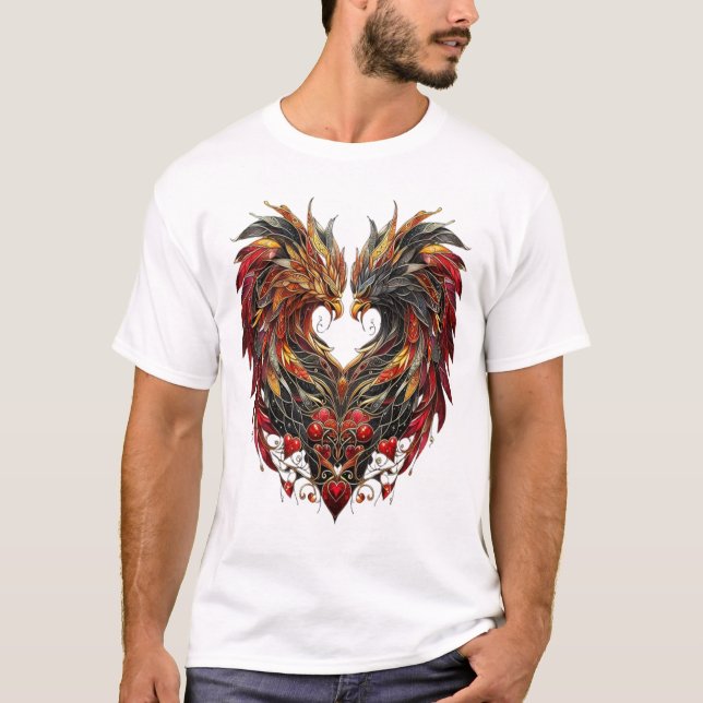 Enchanted Dragon Stain Glass Design T-Shirt (Front)