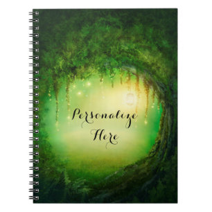 Enchanted Dreamy Forest & Lights Rustic Custom Notebook