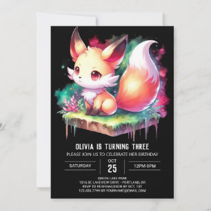 Enchanted Dreamy Fox Birthday digital Invitation