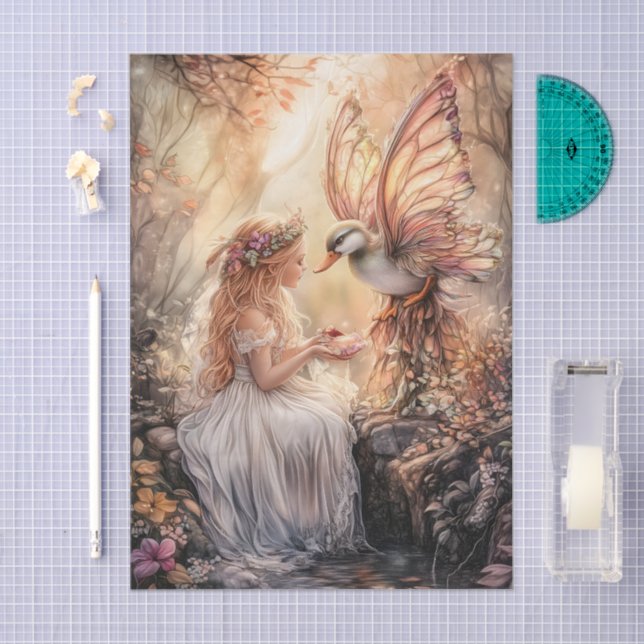 Enchanted Duck Fairy Girl Decoupage Tissue Paper (Craft)