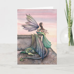 Enchanted Dusk Fairy Dragon Greeting Card