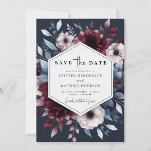 Enchanted Editable Burgundy Save The Date