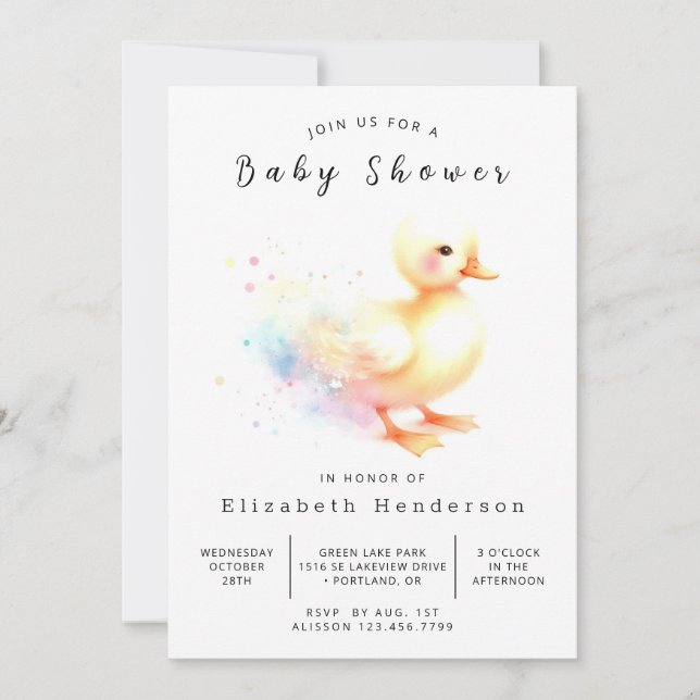 Enchanted Editable Duck Baby Shower Invitation (Front)