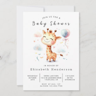  Enchanted Editable Giraffe Baby Shower Invitation