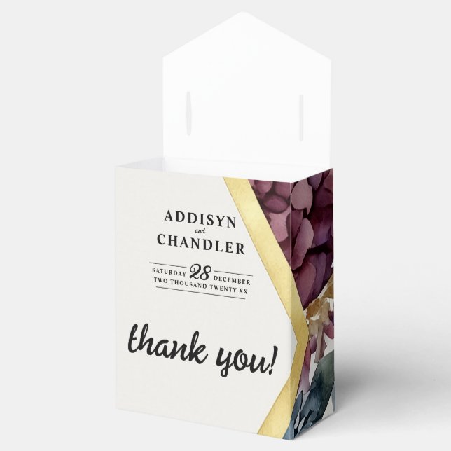 Enchanted Elegance Jewel-Toned Floral Wedding Favor Box (Opened)