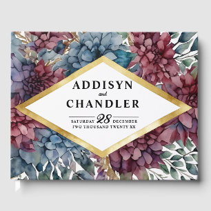 Enchanted Elegance Jewel-Toned Floral Wedding Guest Book