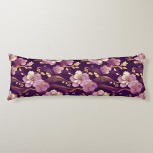 Enchanted Elegance: Purple Aubergine Floral  Body Pillow