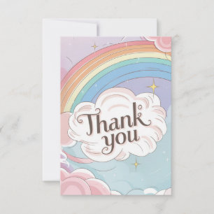 Enchanted Elegant Rainbow and Clouds Thank You Card