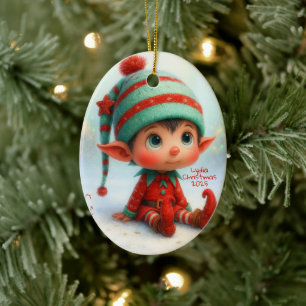 Enchanted Elf North Pole Christmas Magic Ceramic Ornament