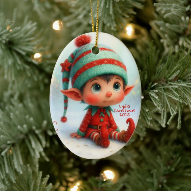 Enchanted Elf | North Pole Christmas Magic Ceramic Ornament (Tree)