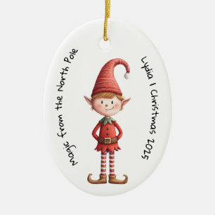 Enchanted Elf   North Pole Christmas Magic Ceramic Ornament