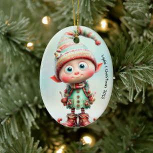 Enchanted Elf North Pole Christmas Magic Ceramic Ornament