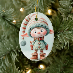 Enchanted Elf North Pole Christmas Magic Ceramic Ornament