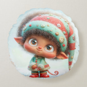 Enchanted Elf North Pole Christmas Magic Round Pillow