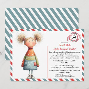 Enchanted Elf   North Pole Ugly Sweater Party  Invitation