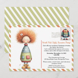 Enchanted Elf   North Pole Ugly Sweater Party  Invitation