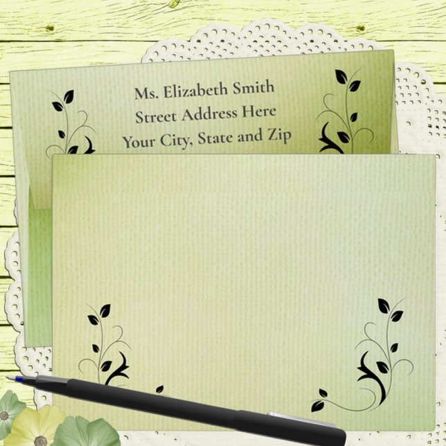 Enchanted Evening Deco Leaf Return Address  Envelope (Creator Uploaded)