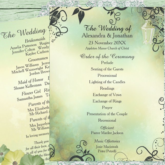 Enchanted Evening Deco Leaf Wedding Program (Creator Uploaded)