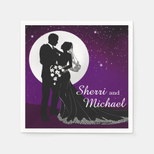 Enchanted Evening Nighttime Wedding   purple Napkin