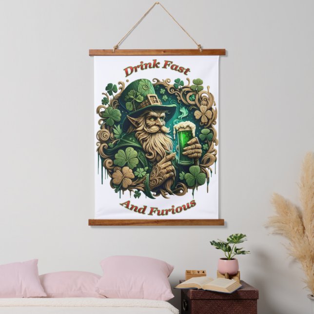 Enchanted Evening of Ale A Leprechauns Toast  Hanging Tapestry (Bedroom)