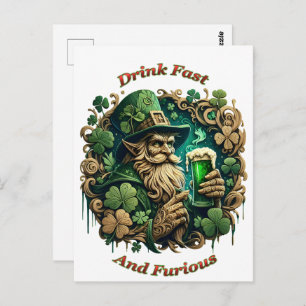 Enchanted Evening of Ale A Leprechauns Toast  Postcard