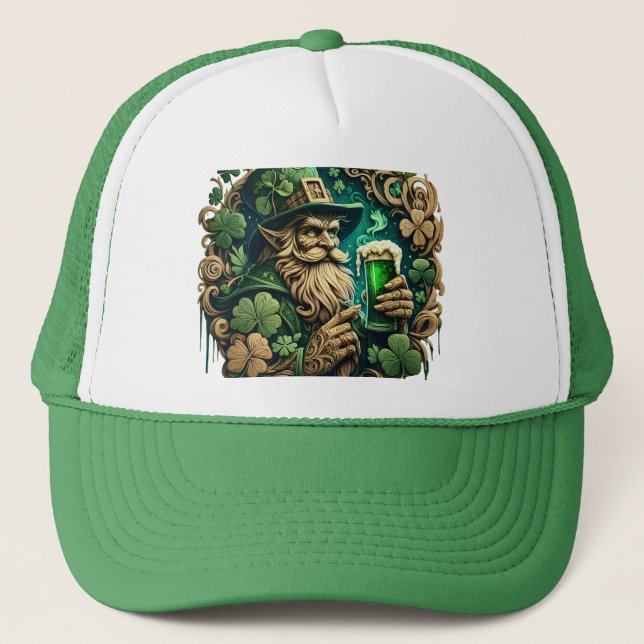 Enchanted Evening of Ale A Leprechauns Toast  Trucker Hat (Front)