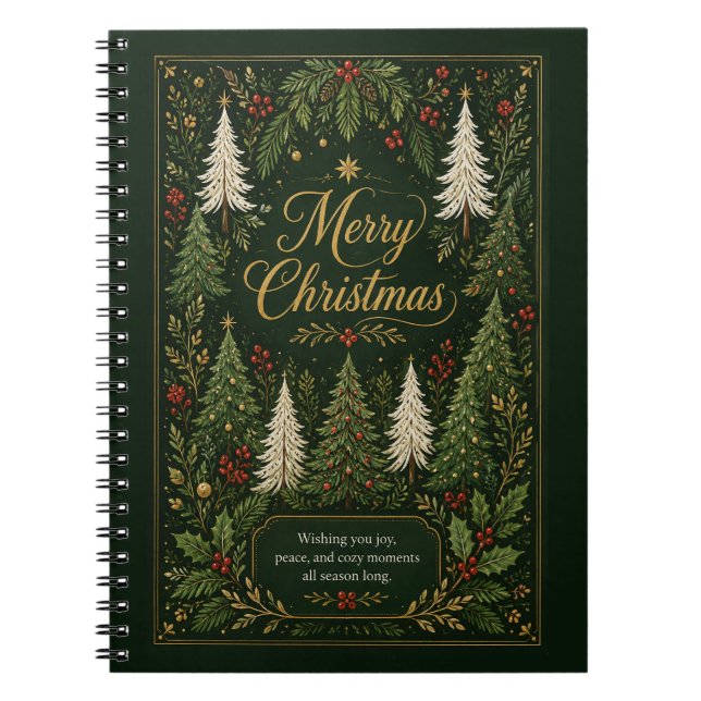 Enchanted Evergreen Greetings Notebook (Front)