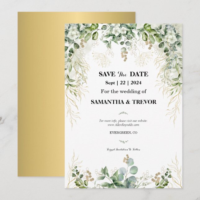 Enchanted Evergreens: Save The Date  Invitation (Front/Back)