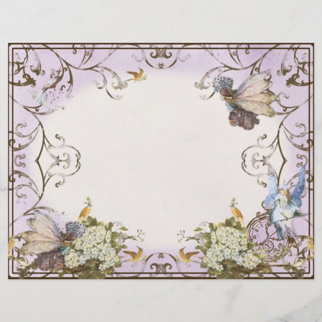 Enchanted Faerie Fairy Princess Lavender Vintage  Letterhead (Front)