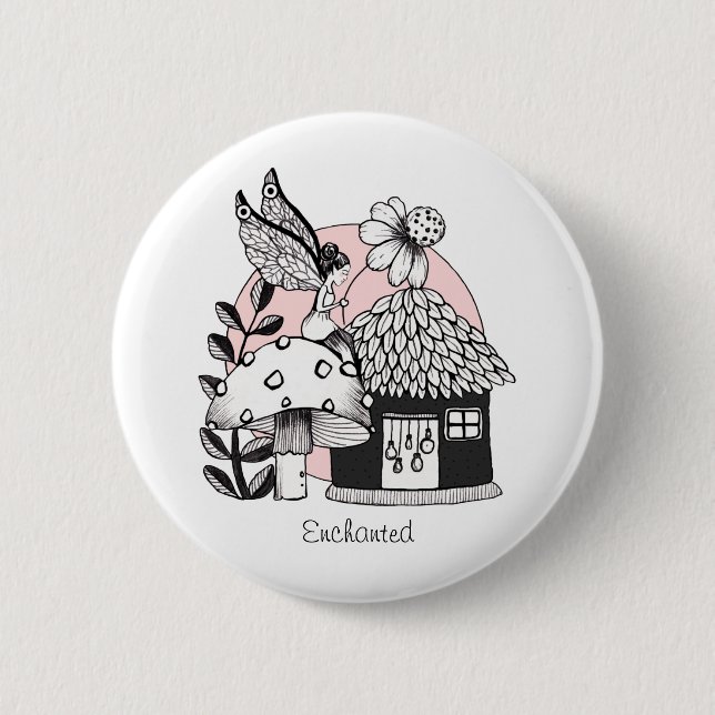 Enchanted Fairy And Fairy House 2 Inch Round Button (Front)