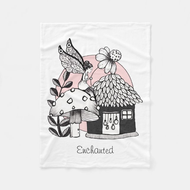 Enchanted Fairy And Fairy House Fleece Blanket (Front)