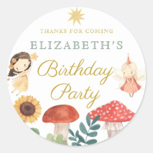 Enchanted Fairy Birthday Mushroom Classic Round Sticker