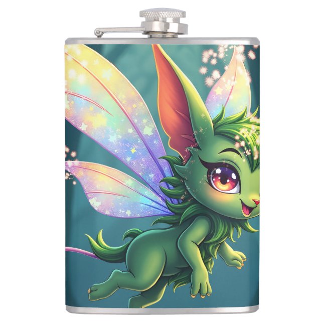 Enchanted Fairy Critter – Magical Forest Sprite  Hip Flask (Front)