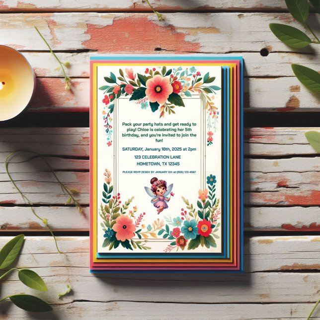 Enchanted Fairy Floral Birthday Invitations (Creator Uploaded)