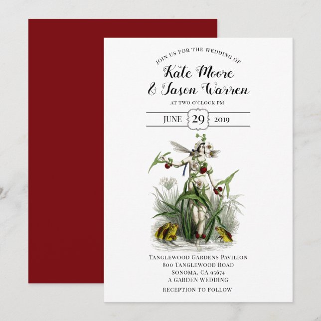 Enchanted Fairy Flower Garden Wedding Invitation (Front/Back)