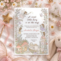 Enchanted Fairy Garden Girl Baby Shower Invitation