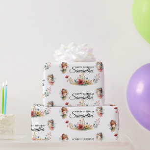 Enchanted Fairy Garden Girl Birthday Party Wrapping Paper