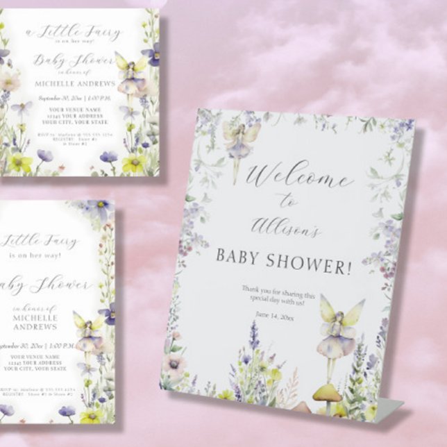 Enchanted Fairy Garden Wildflowers Welcome Shower Pedestal Sign (Creator Uploaded)