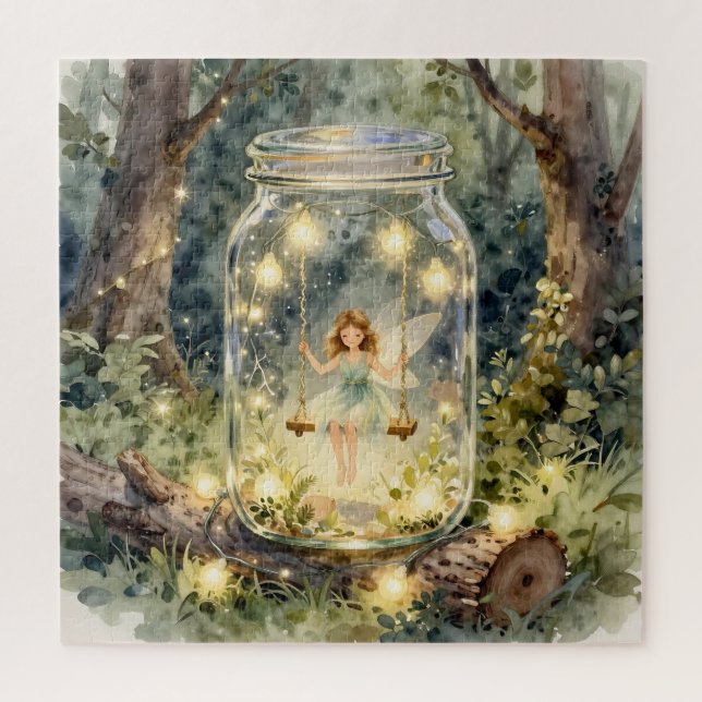 Enchanted Fairy in a Jar in a Magical Forest Jigsaw Puzzle (Vertical)