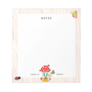 Enchanted Fairy Mushroom Cottage Woodland Animals Notepad