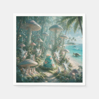 Enchanted Fairy Plate with Dolphins and Turtles Napkin