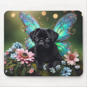 Enchanted Fairy Pug Puppy in Bloom Mouse Pad