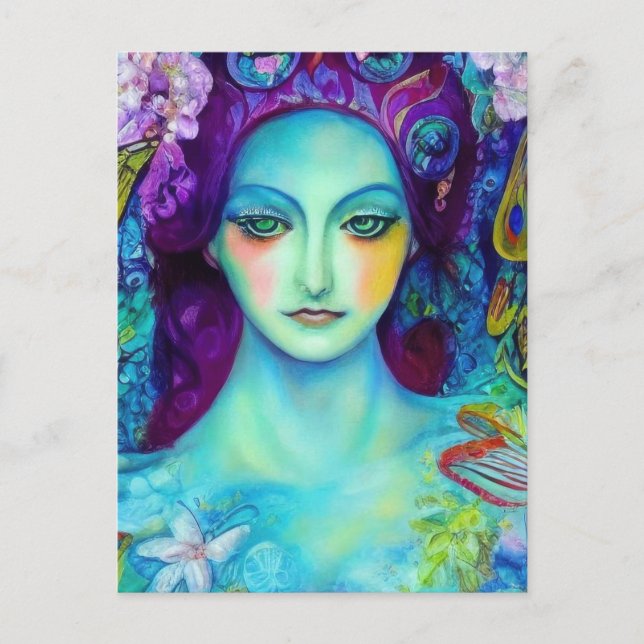 Enchanted Fairy Queen with Butterflies Postcard (Front)