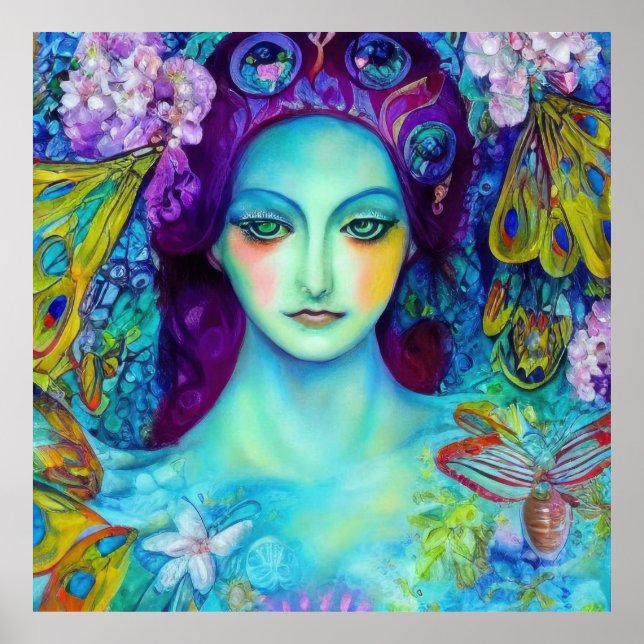 Enchanted Fairy Queen with Butterflies Poster (Front)